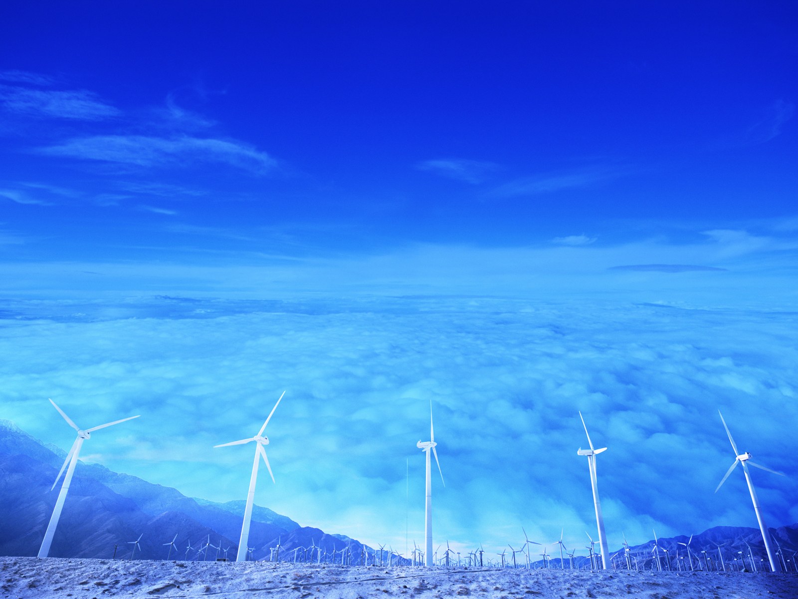 Blue Sky and Wind Turbines