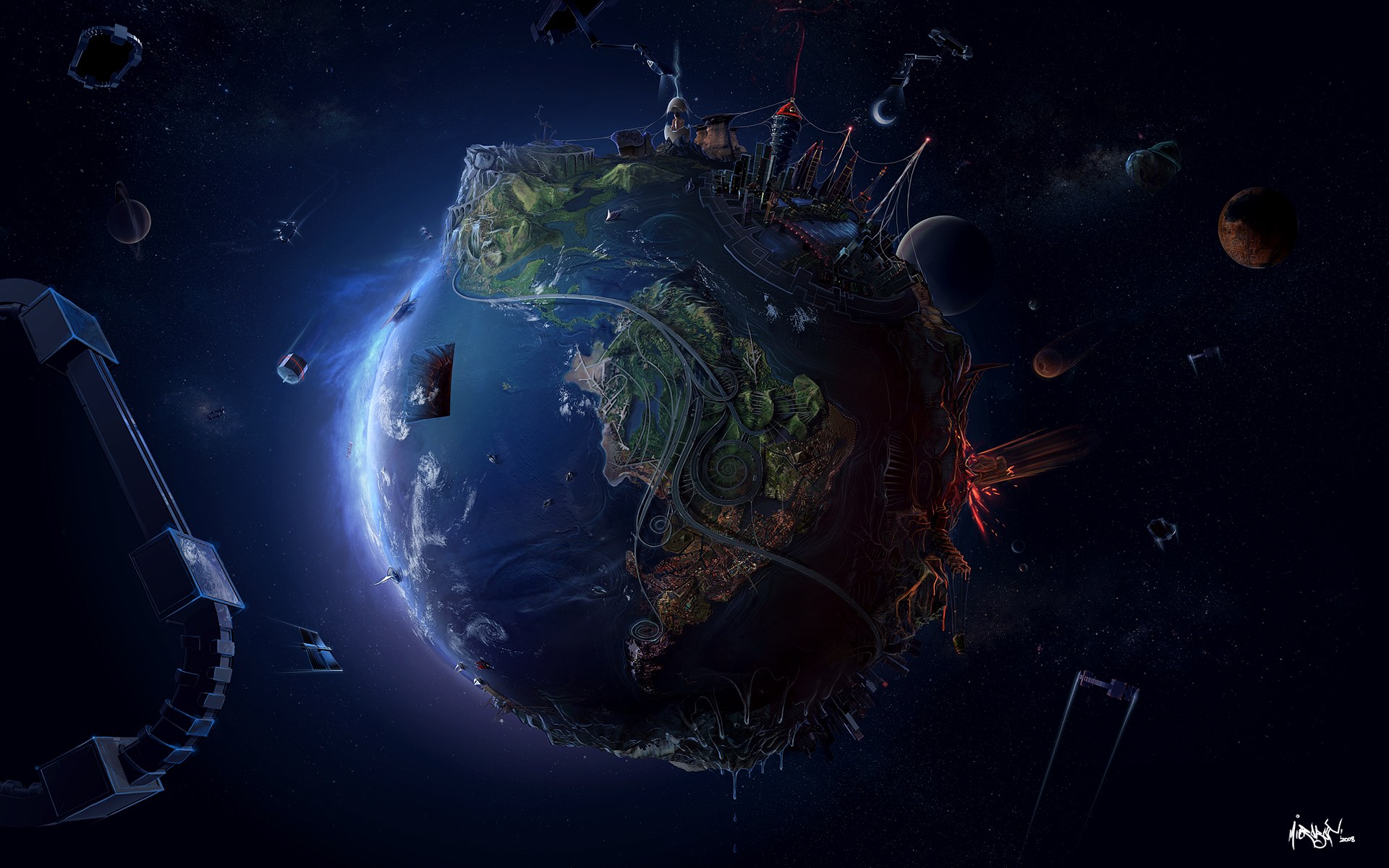 Apocalyptic Earth: A Fusion of Nature and Technology
