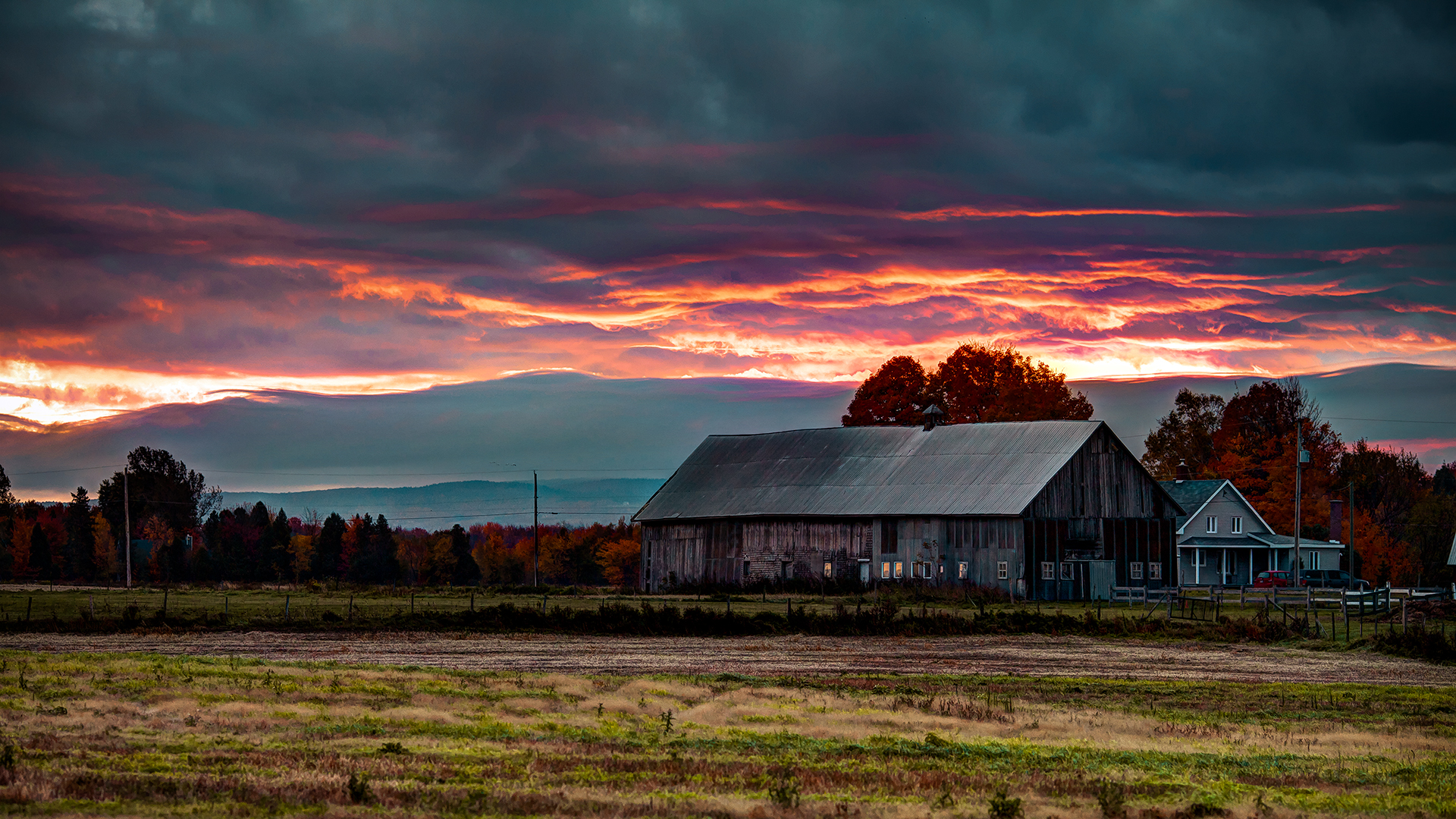 Autumn Sunset at the Farm