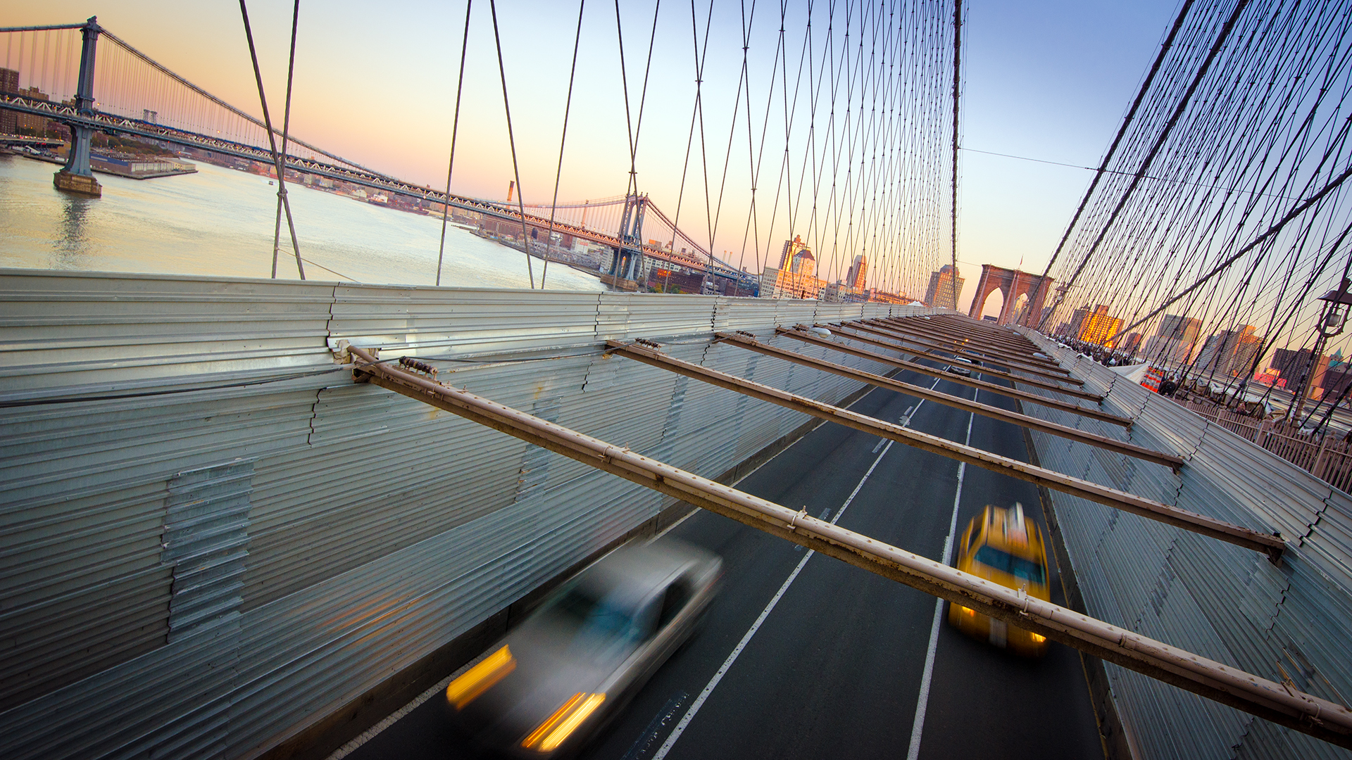 City Traffic and Bridge Sunset