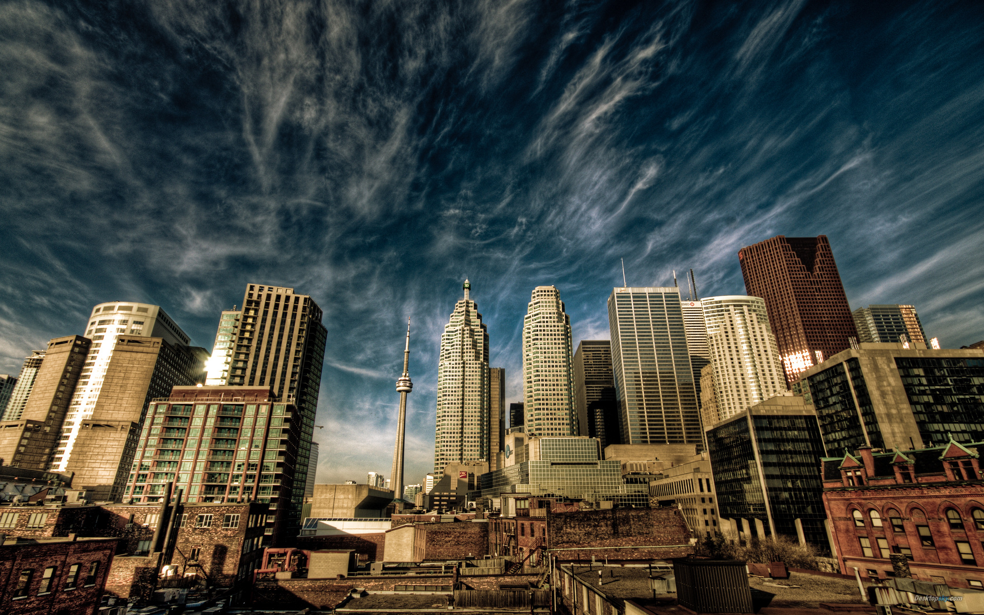Urban Skyline with Dramatic Clouds